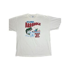 VTG 90s HL Miller SpringHill "Go Ahead Basshole Make My Day"‎ Fishing T-Shirt XL